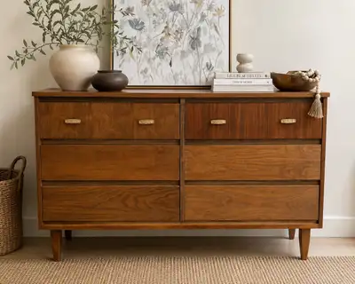 ✨ Vintage Restored MCM Wood Dresser, View more