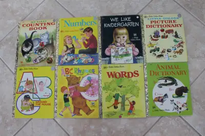 8 Vintage 'Little Golden Books' - Numbers, Words, Kindergarten, View more