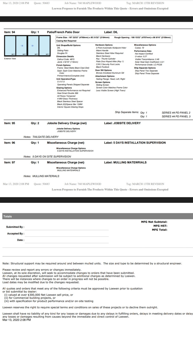 Loewen black sliding patio door 15.5ft x 7ft Windows, Doors & Trim