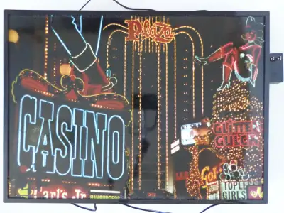 13.5"x18.5"x3" picture of Casino, The Plaza, Glitter Gulch, and other neon lights of Las Vegas. Hund...