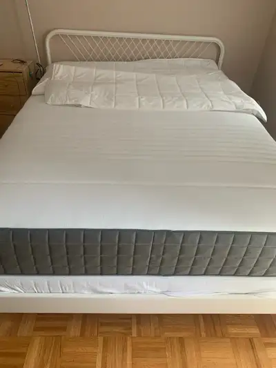 For Sale: IKEA Mattress + Metal Bed Frame (Queen) + Free Topper, View more