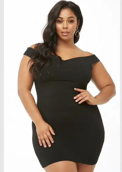 Plus size off the shoulder mini  bodycon dress , View more