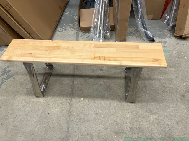 Wooden bench with metal legs  in Other in Oshawa / Durham Region