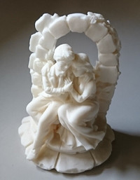 Vintage White Alabaster Courting Couple Figurine By Vivian C