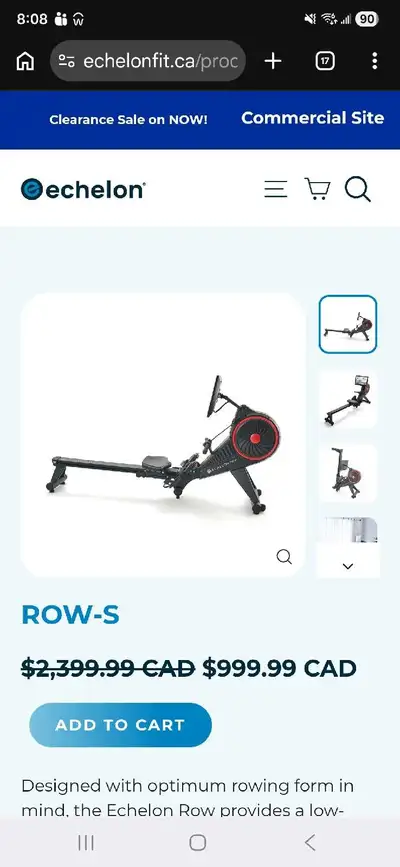 Echelon Row S rowing machine, View more