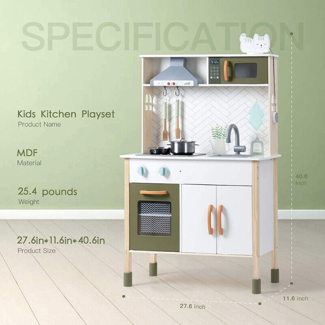 ROBUD Wooden Play Kitchen Set for Kids Girls AND Boys in Toys in Markham / York Region - Image 4