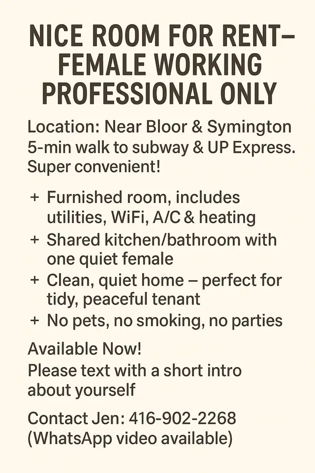 room for rent-female