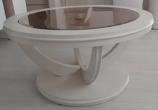 Glass Top Round Coffee Table - Cream Coloured in Coffee Tables in City of Toronto - Image 4