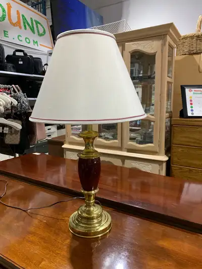Vintage effect Gold and Maroon Table Lamp, View more