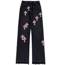 Black and pink pair of jeans 