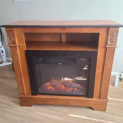 Traditional Wood Fireplace TV Stand / Media Center with Remote, View more