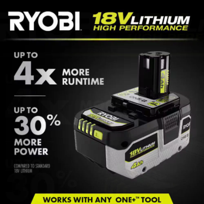 RYOBI 18V ONE+ HIGH PERFORMANCE Lithium-Ion 4.0 Ah Battery, View more