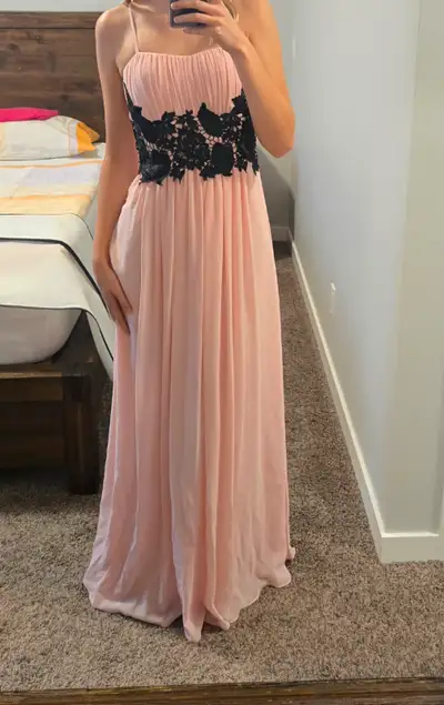 Pink with Black Lace Bridesmaid/Graduation/Formal Dress, View more