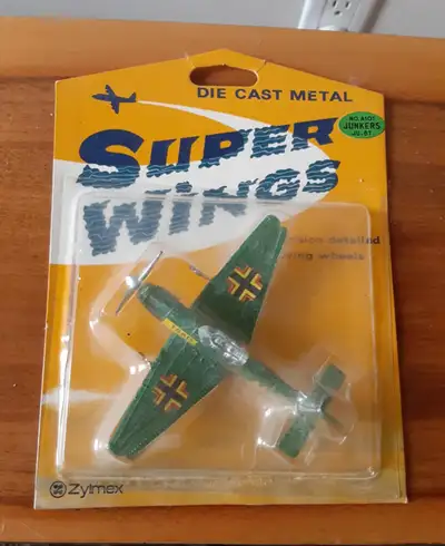 Zylmex Super Wings die-cast model of a Junkers Ju 87 Stuka, a German dive bomber from World War II....