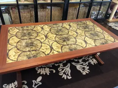 MCM teak and tile coffee table, View more