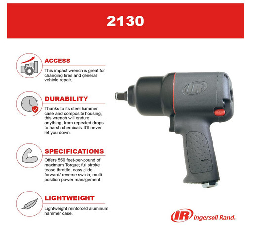 Ingersoll Rand 2130 - 1/2 Inch Heavy-Duty Air Impact Wrench in Power Tools in Mississauga / Peel Region - Image 3