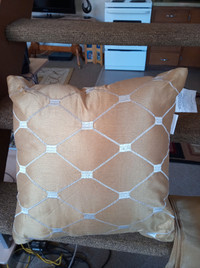 NEW gold cushion 17x17 with silver accents & gold tie backs