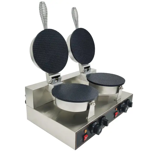 110V Double Station Ice Cream Cone Waffle Maker Machine 02270864661853617667124