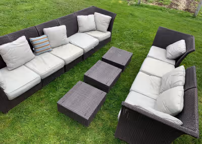 Got it Just a couple years ago: outdoor set for a deck or a garden or patio Seats comfortably 8-9 pe...