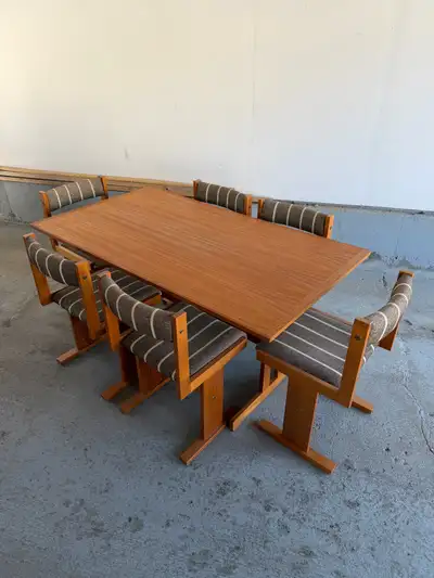 vintage mid century teak dining table , View more