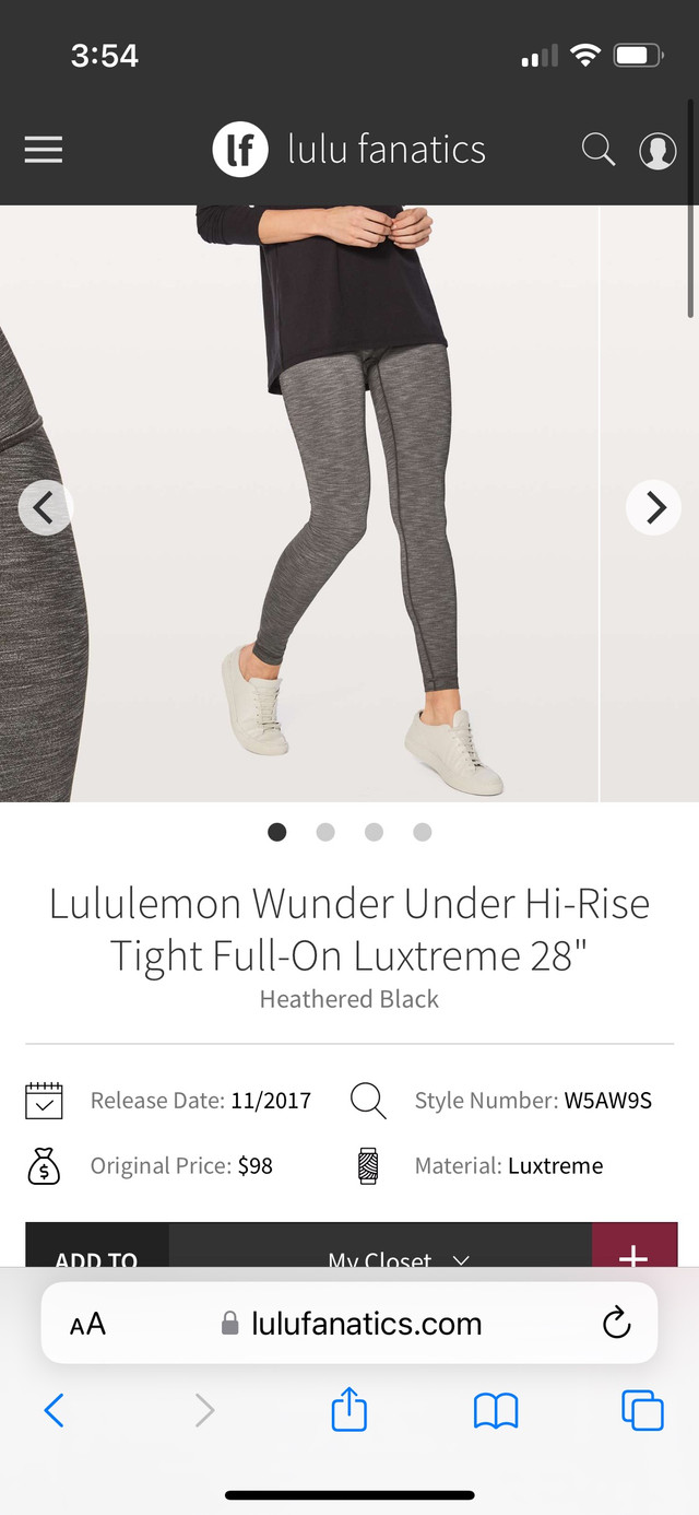 Lululemon Wunder Under Hi-Rise Tight Full-On Luxtreme 28” size 8 in Women's - Bottoms in Napanee