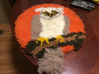 Owl rug hooking REDUCED MUST SELL