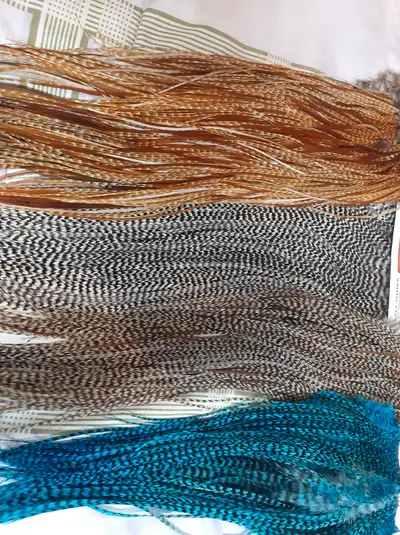 Grizzly Saddle Hackle for Feather Hair Extensions w/ Bead, View more