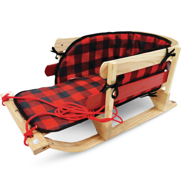 Streamridge Baby & Kids' Traditional Wooden Winter Sled w. Pad