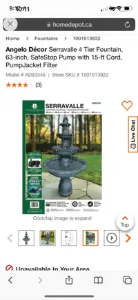 Water Angelo Décor Serravalle 4 Tier Fountain, 63-inch, SafeStop