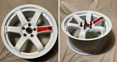 new in boxes All 4 wheels Glossy white High quality flow formed Volk te37 SL reps 18x8.5 5x114.3 +35...