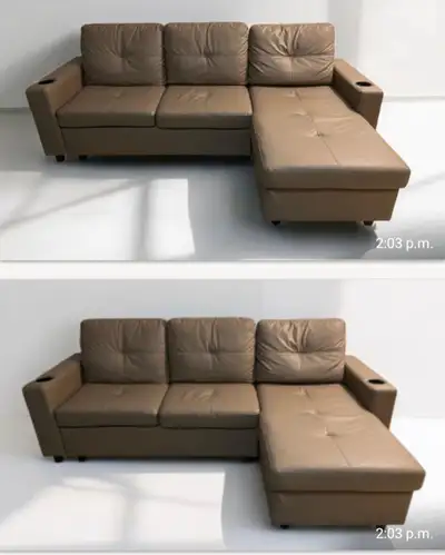 Leather Sectional Sofa with Cup Holders, View more