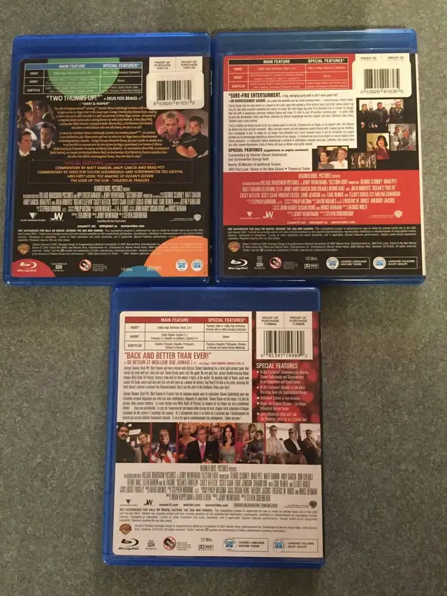 Blurays EUC Ocean’s 11 12 13 Eleven Twelve Thirteen Oceans63347537252099121