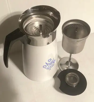 Vintage Corning Ware Blue Cornflower P 149 10 cup Stove Range Top Coffee Percolator Non-Electric: Th...