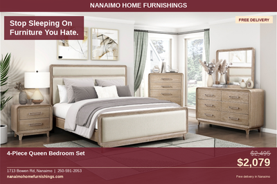 4-Piece Queen Bedroom Set Natural Wood — Free Delivery Nanaimo, View more
