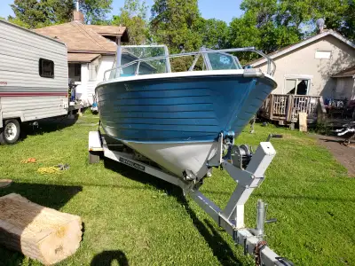 1975 Crestliner Nordic. Deep V Aluminum hull. 160 hp omc inboard. Floor and transom wood replaced. C...