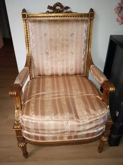 Gold leave vintage Louis VI chair for living room salon, View more