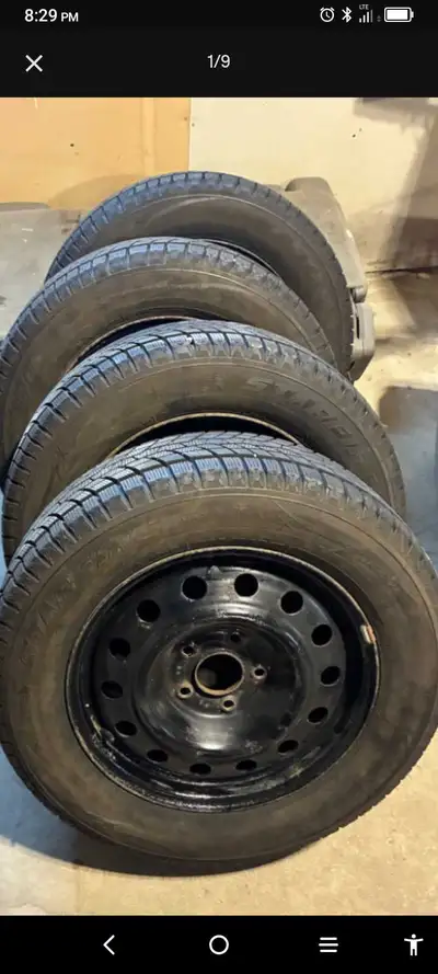 Set of four Yokohama Ice Guard size 215/70/16 winter tires on rims.Nearly new condition, no patches,...