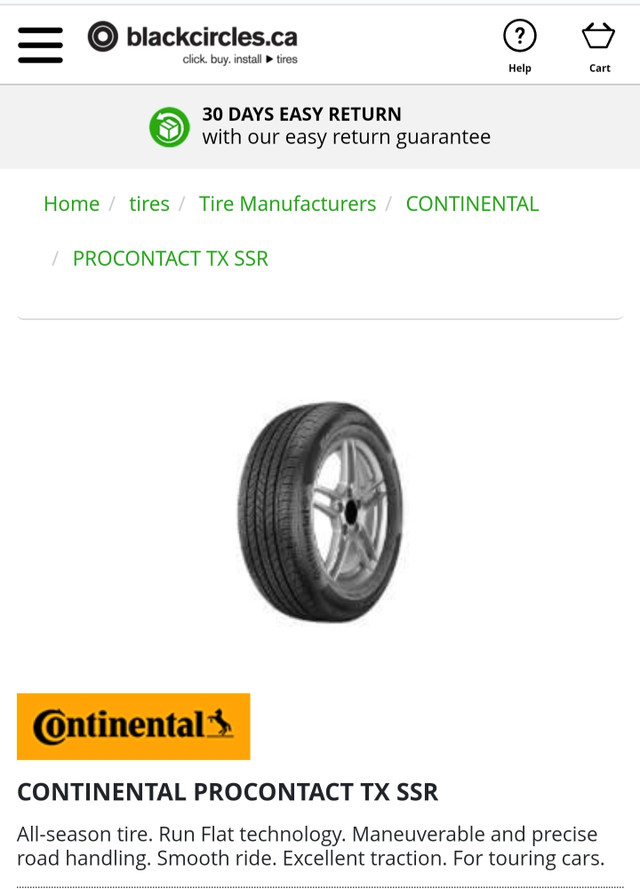 Continental Procontact SSR 235/50/R18 tires in Tires & Rims in City of Halifax