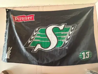 2 XL Saskatchewan Roughrider flags 13th man, 100 years of pride, View more