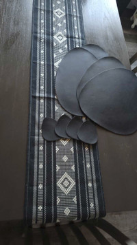Black table runner/placemats/coasters 