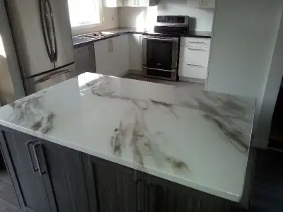 Comptoir unique en epoxy sur mesure, Quartz, Marbre, Corian, View more