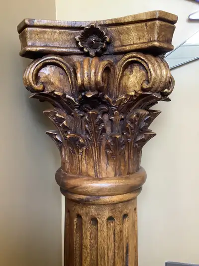 Large Architectural Carved Wood Column/Pedestal Height: 59 inches Length: 14 inches Width: 13 3/4 in...
