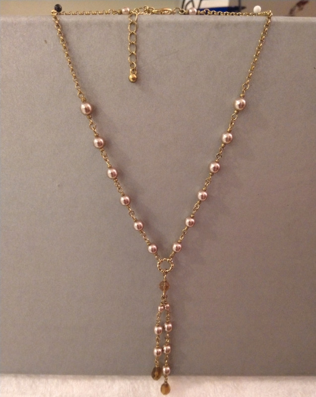 NEW Pearl Y- Neck/Ear Set Gold/SmokedTopaz in Jewellery & Watches in Oakville / Halton Region - Image 3