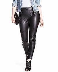 12P Black Pleather leggings with ankle zipper Faux Leather