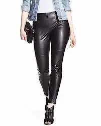 12P Black Pleather leggings with ankle zipper Faux Leather, View more