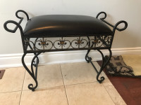 Upholstered wrought iron bench
