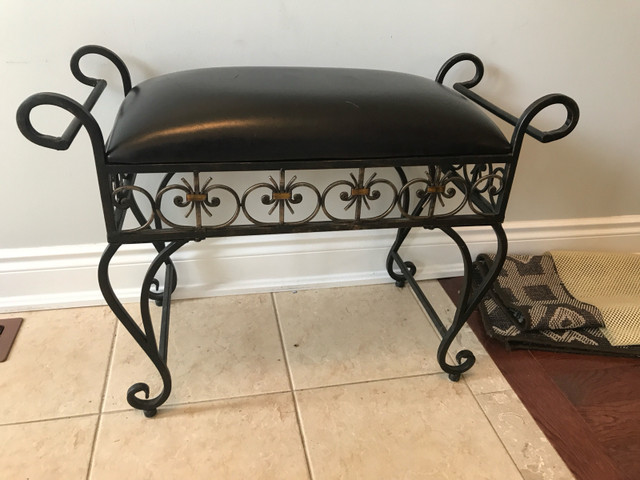 Upholstered wrought iron bench in Other Tables in Oshawa / Durham Region