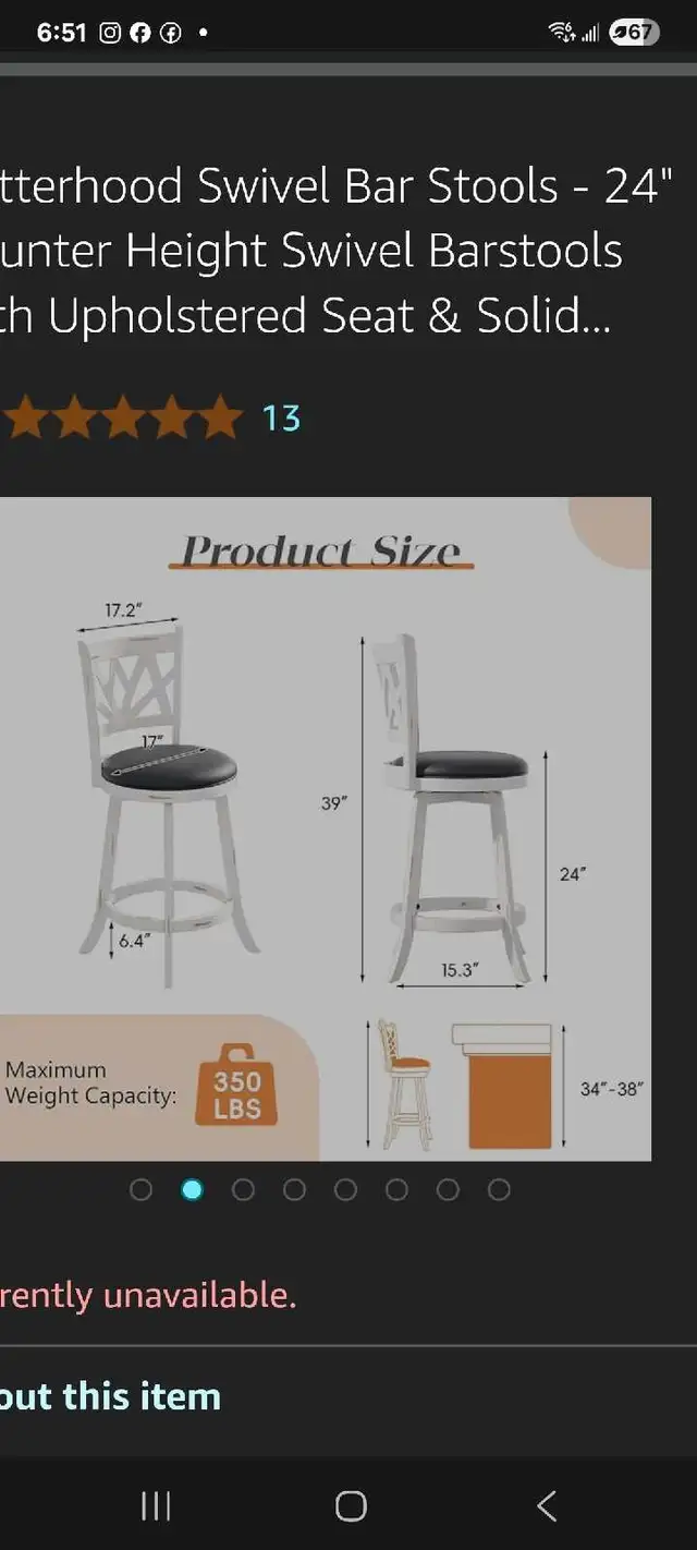 kitchen Swivel Bar Stools, 24" brand new in Chairs & Recliners in Mississauga / Peel Region - Image 5