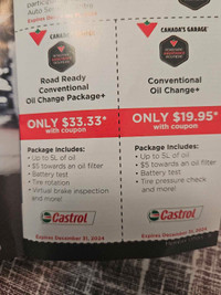 Engine oil change coupons