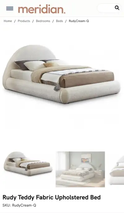 Meridian Rudy Teddy Fabric Upholstered Bed NEW, View more